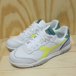 Diadora Maverick  Ball White Volt Green  men's Tennis Shoes ITALY Men's size 9